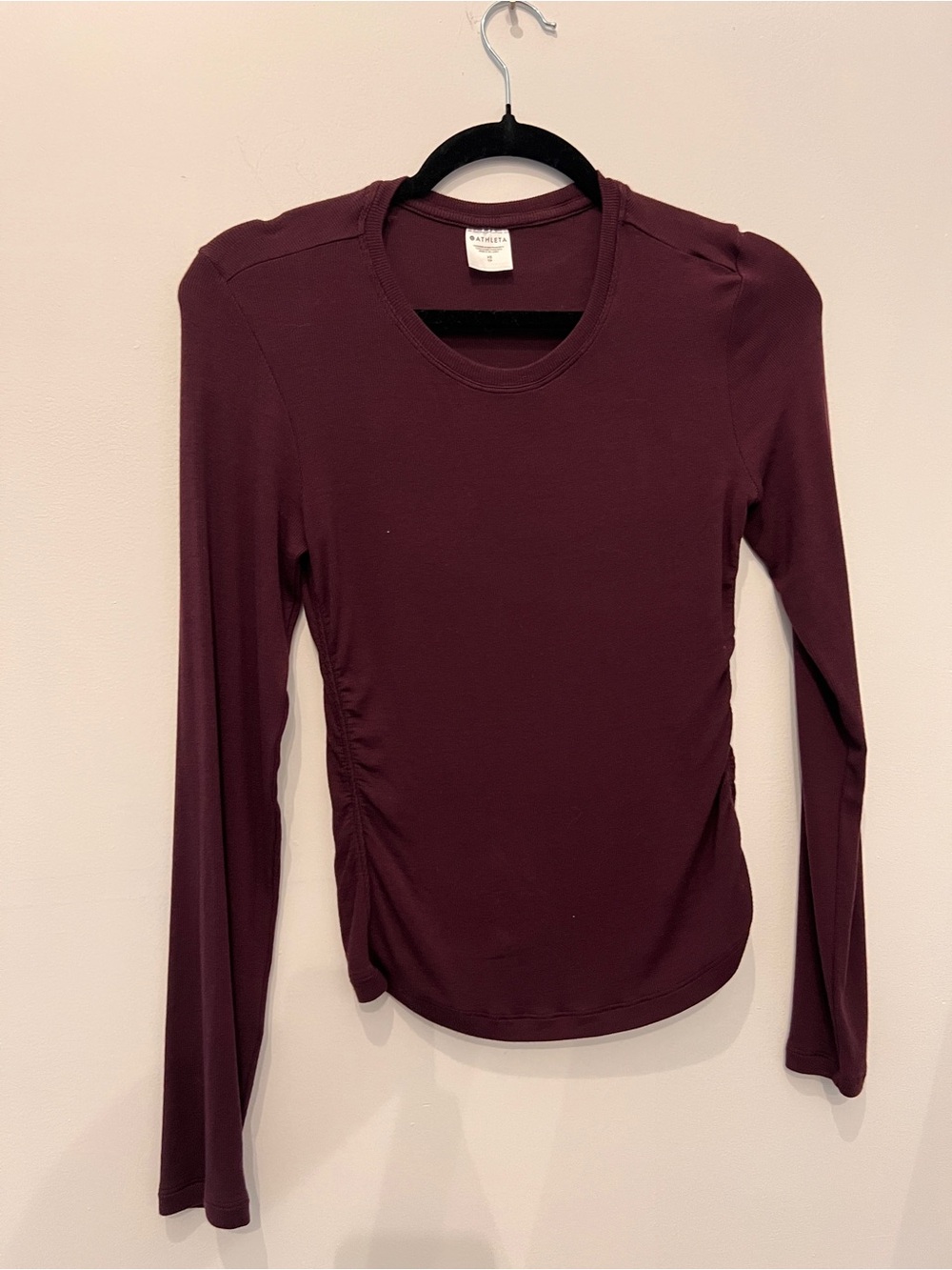 Athleta Women's Long-Sleeve Ruched Top - Deep Burgundy XS